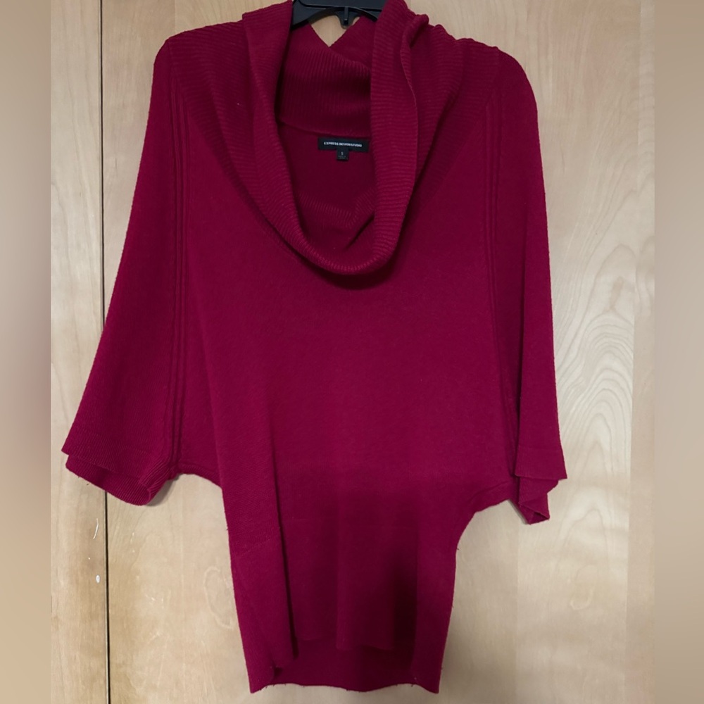 Express Deep Red Cowl Neck Sweater